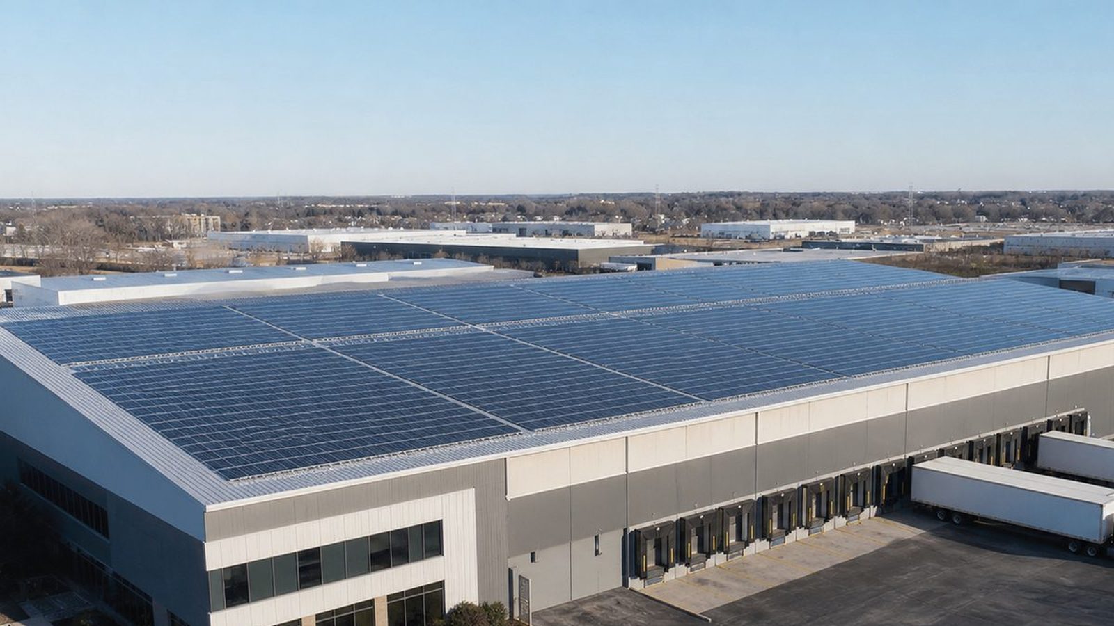 Rooftop solar array on a flat Indian roof in clear daylight