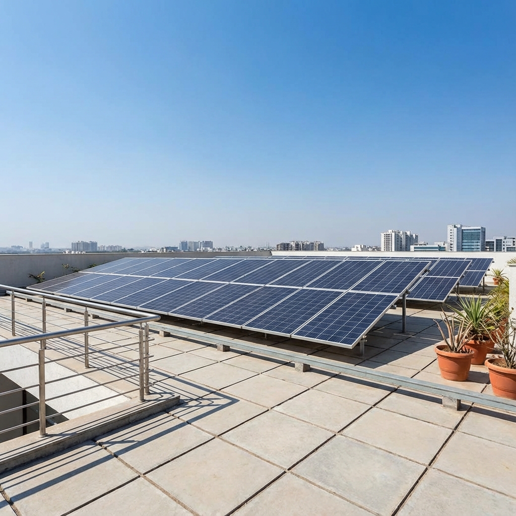 Solar panels on modern home rooftop